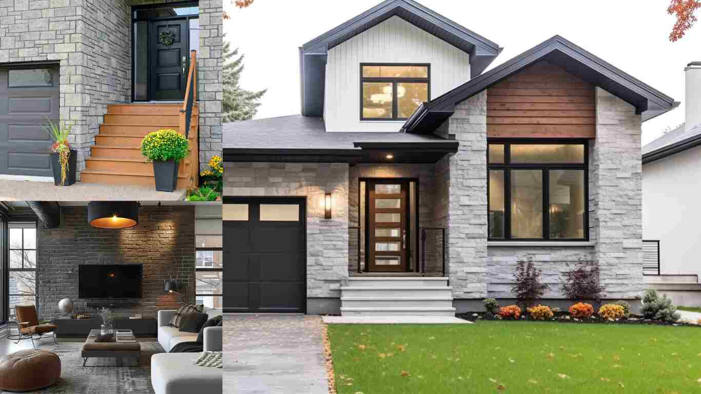 modern grey brick house