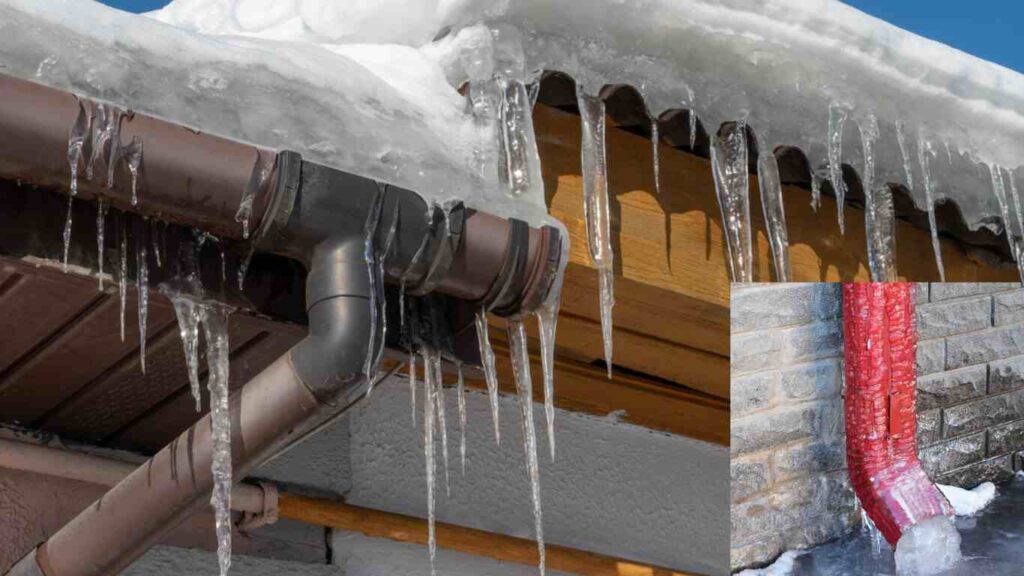 frozen gutters leaking into house