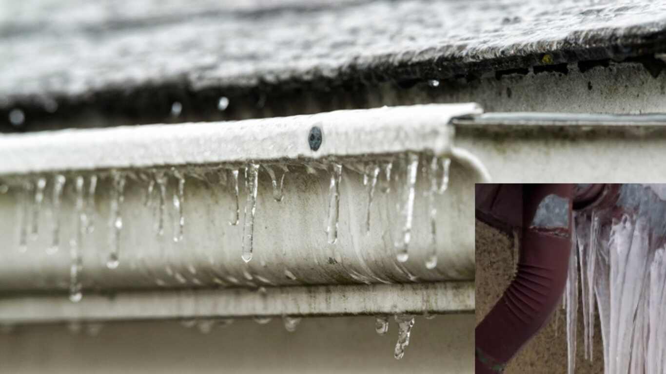 frozen gutters leaking into house