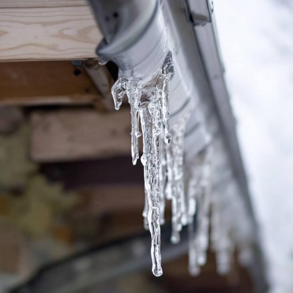 frozen gutters leaking into house