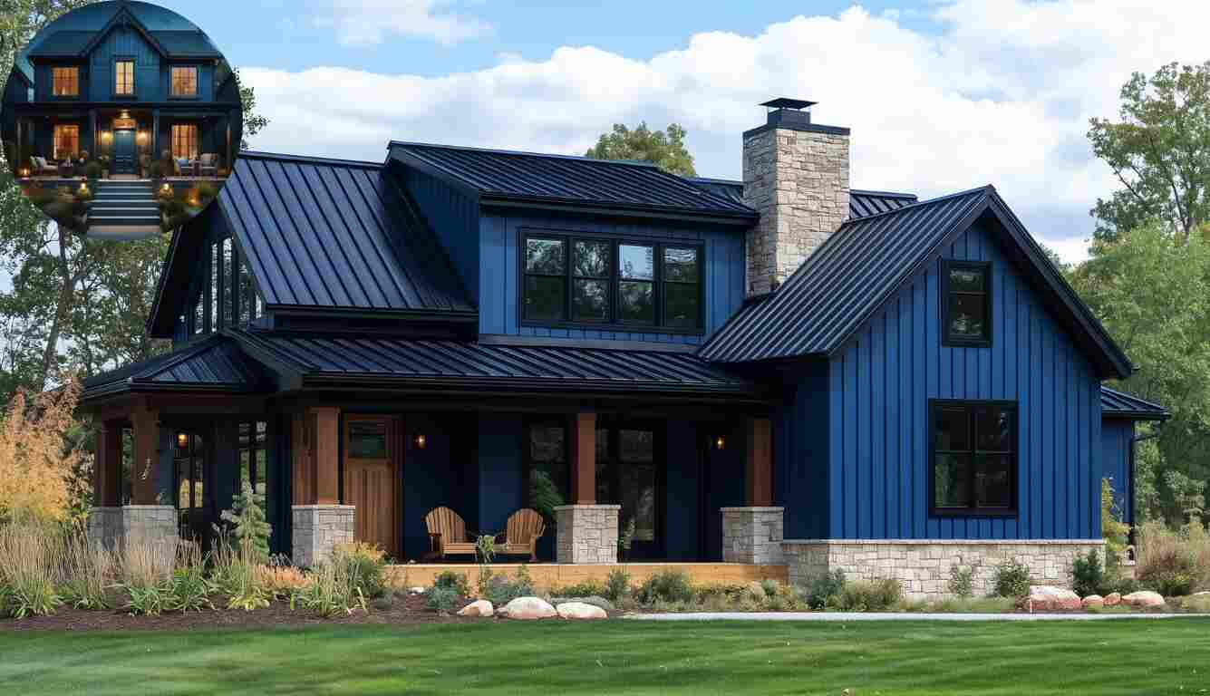 blue house with black trim