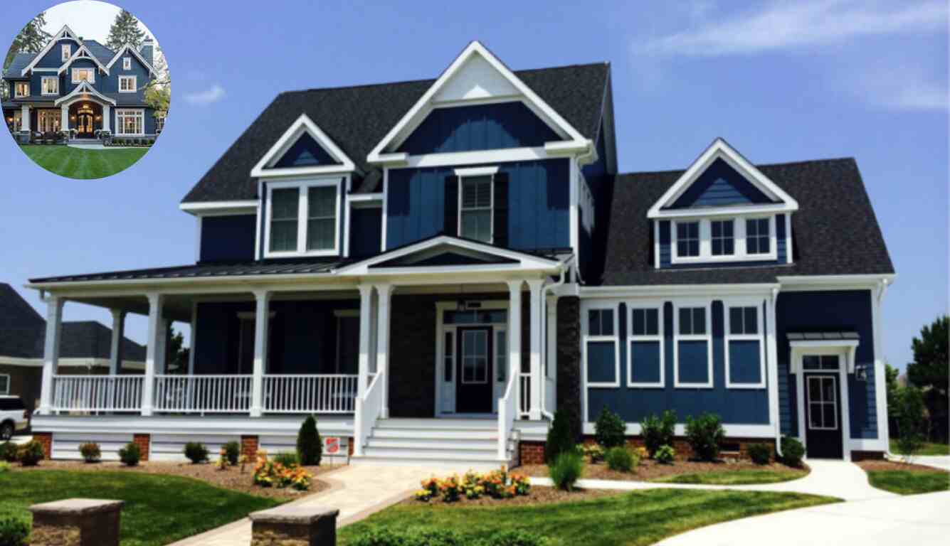 blue house with black trim