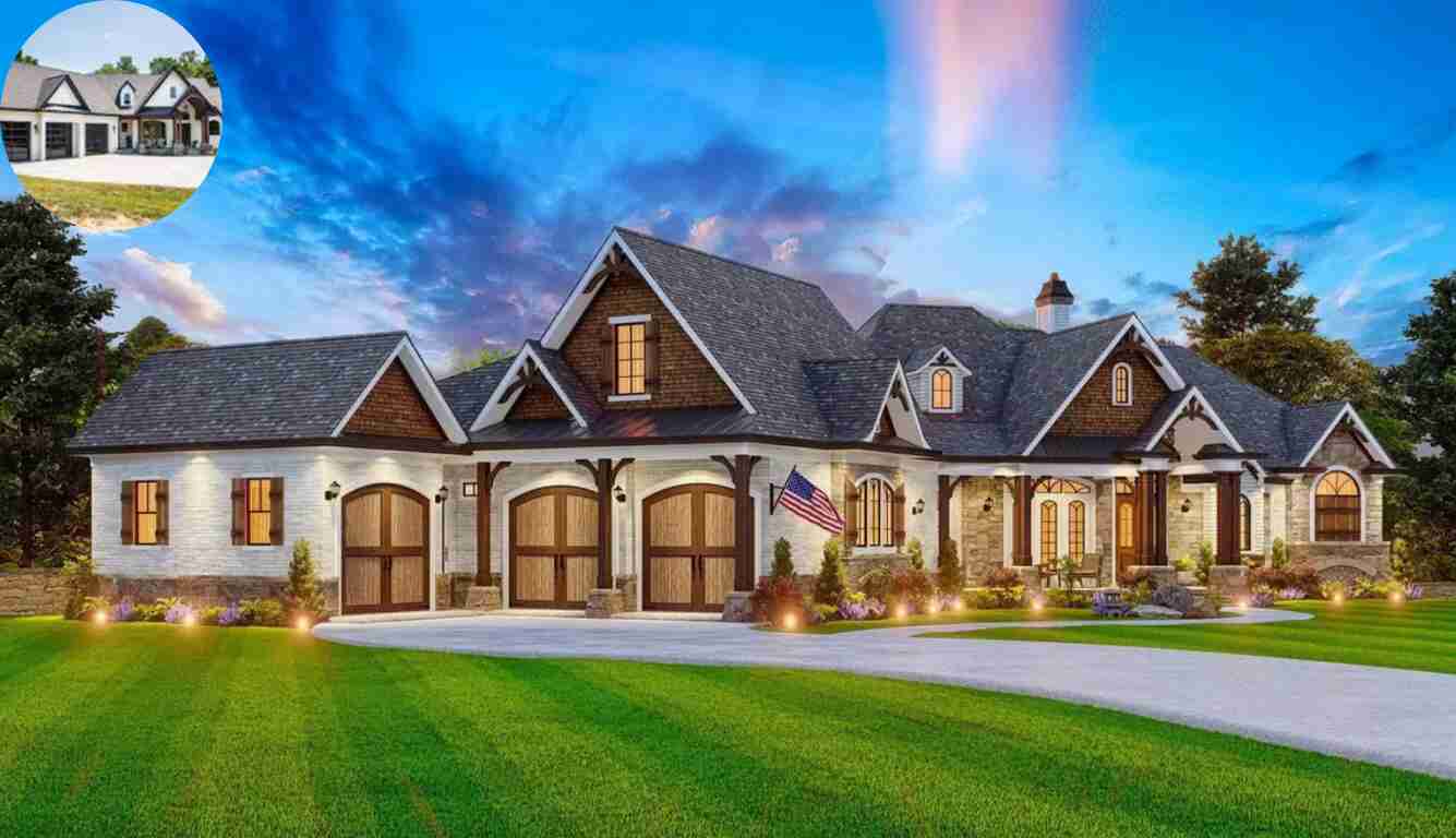 3 car garage craftsman house plans