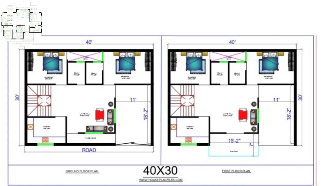 40'x30' house plans