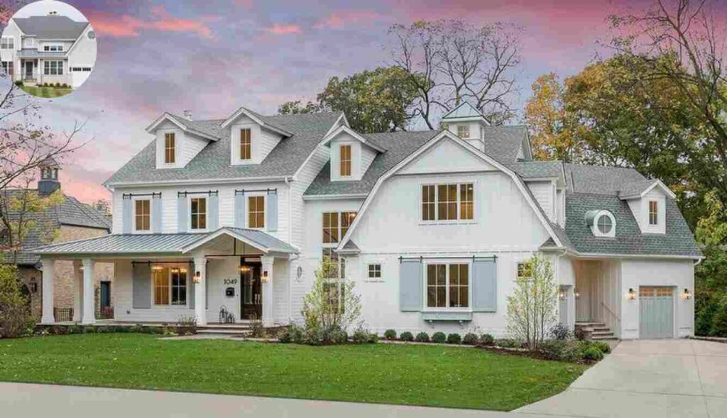 light grey shingles on white house