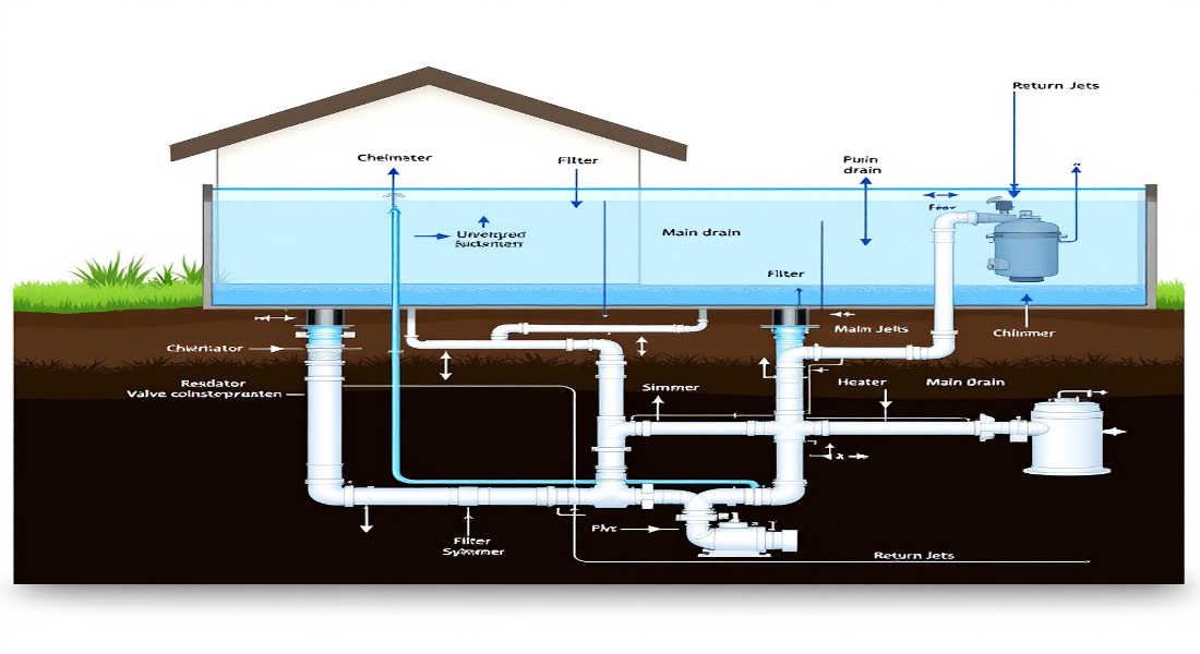 how does house pool plumbing work
