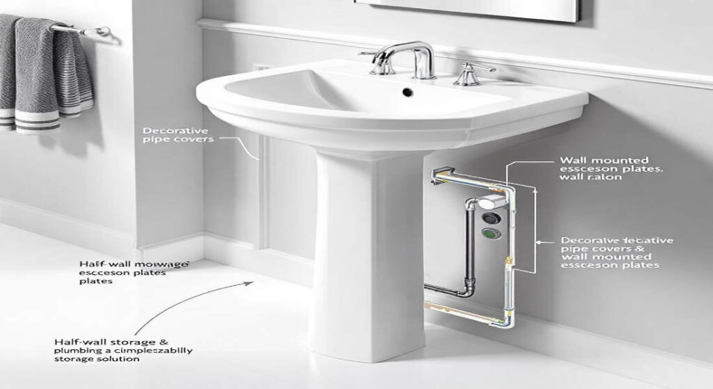 how to hide house plumbing behind pedestal sink