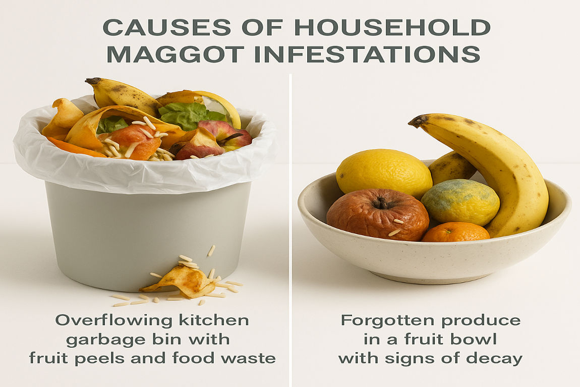 what would cause maggots to be in my house