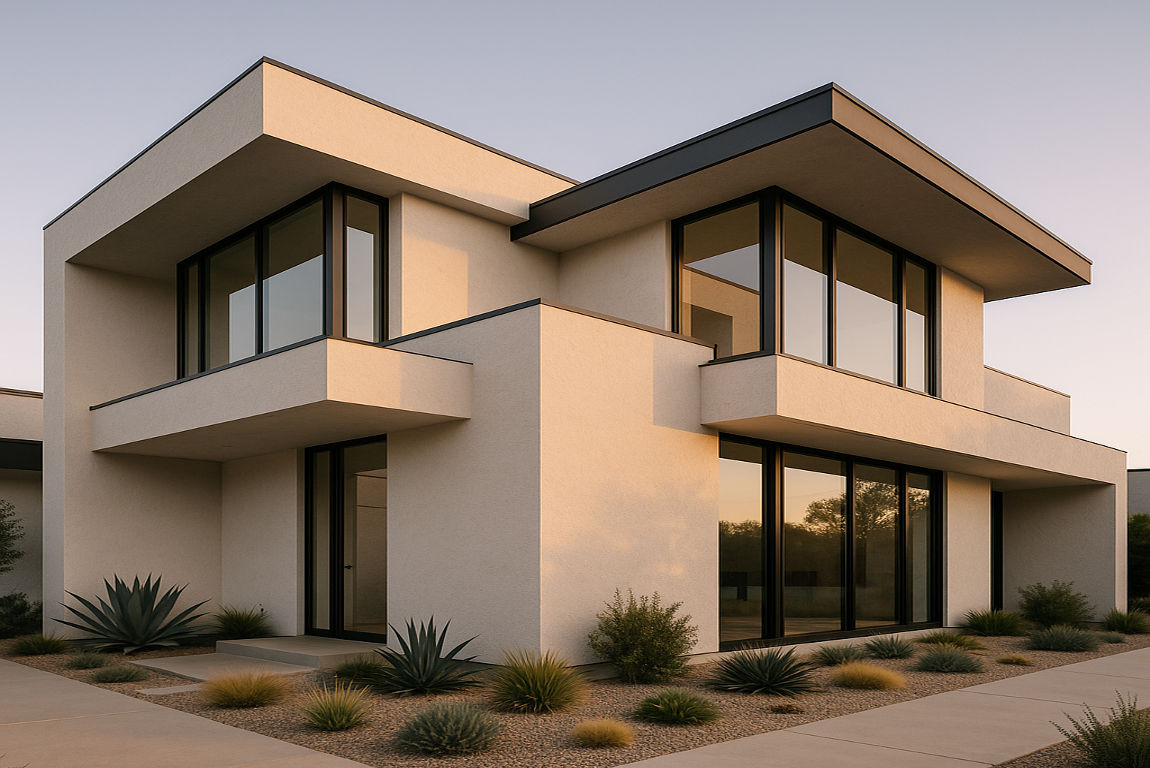 stucco modern house