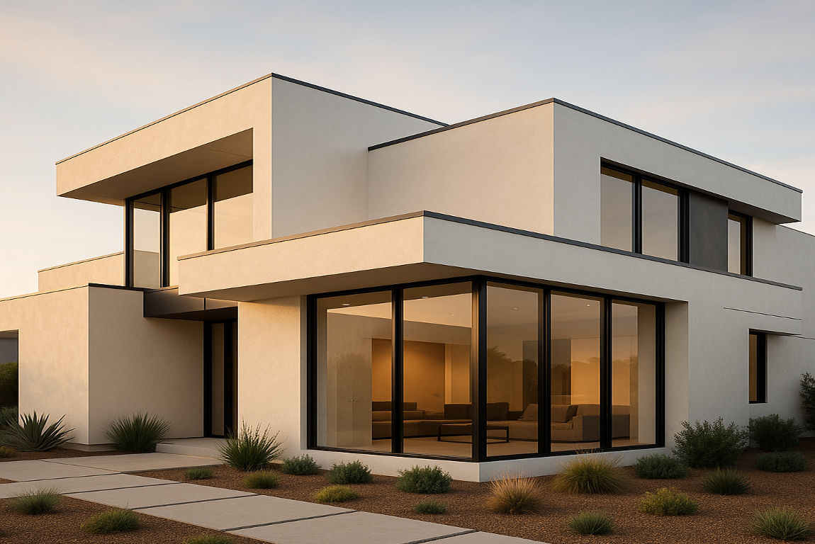 stucco modern house