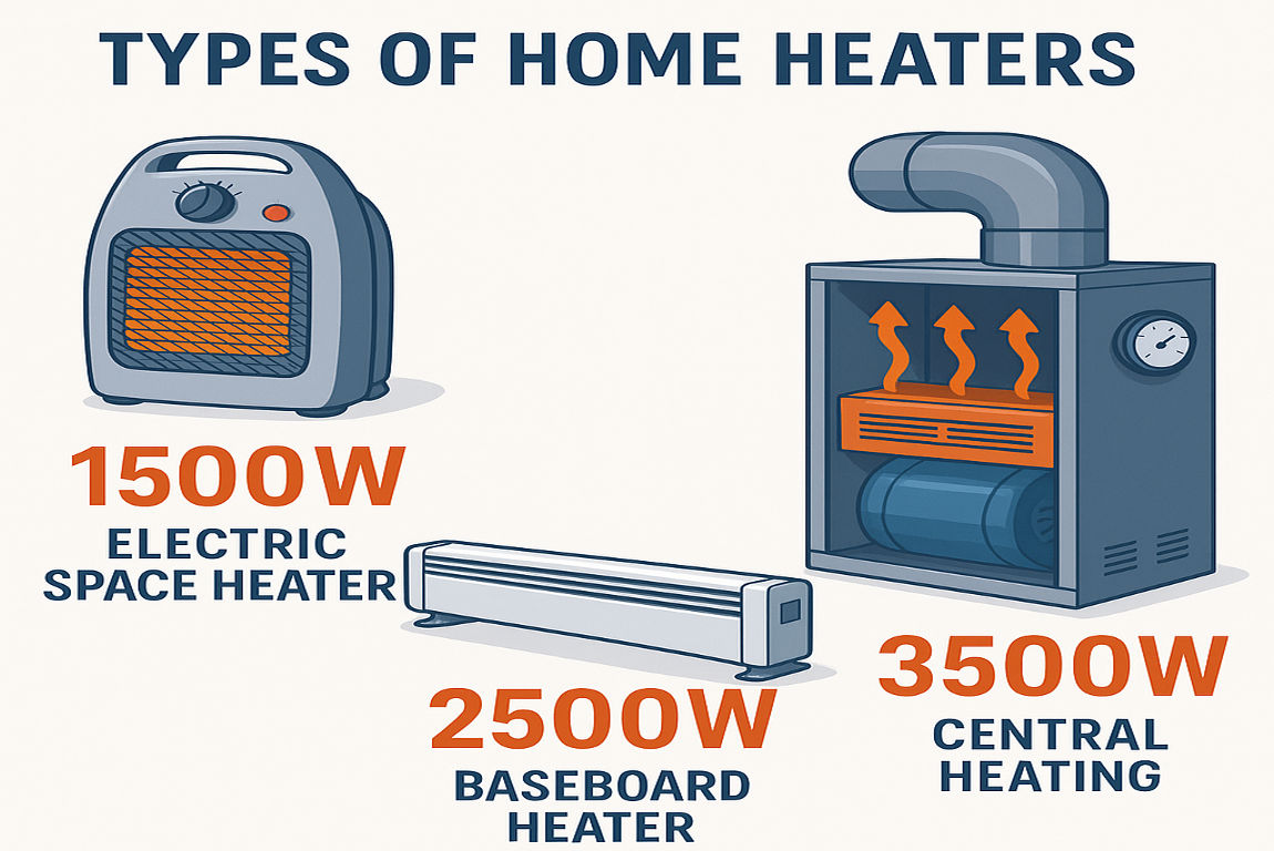 how many watts does a house heater use