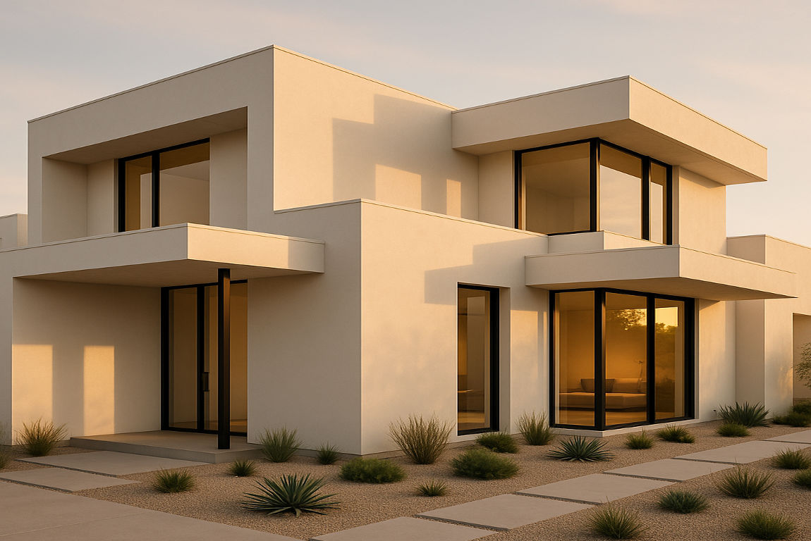 stucco modern house