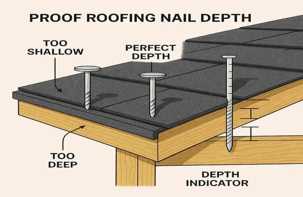 how far should house roofing nails penetrate