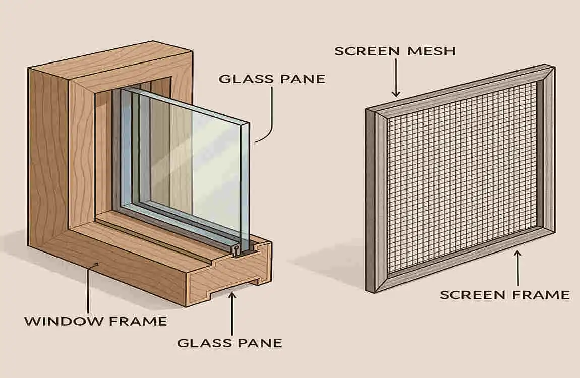 how to remove framed windows with screens