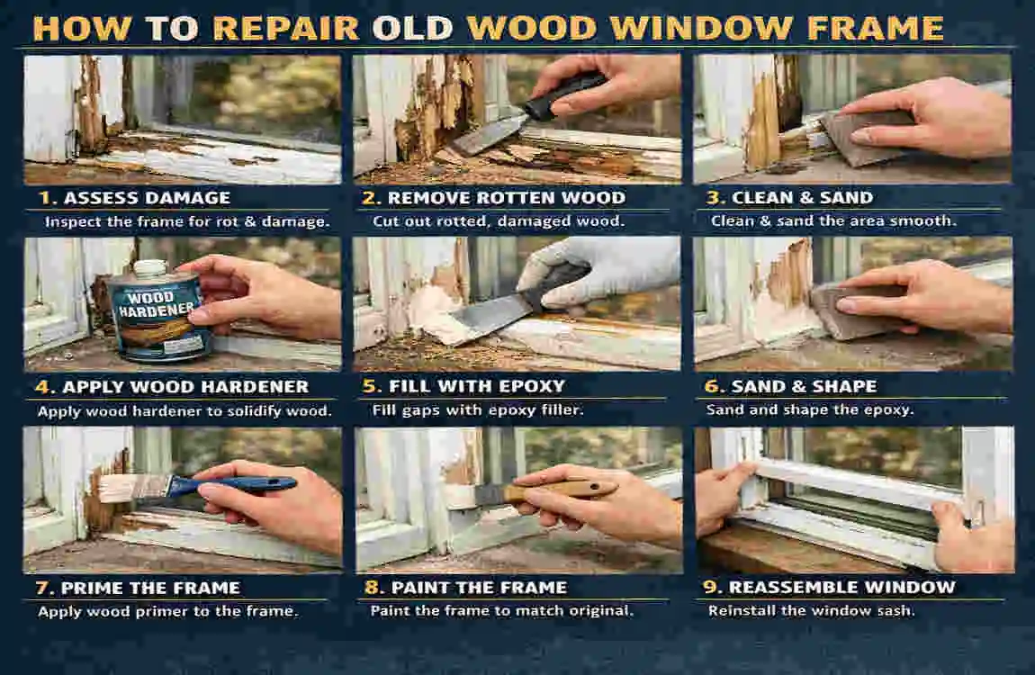 Old Wood Window Frame Repair: