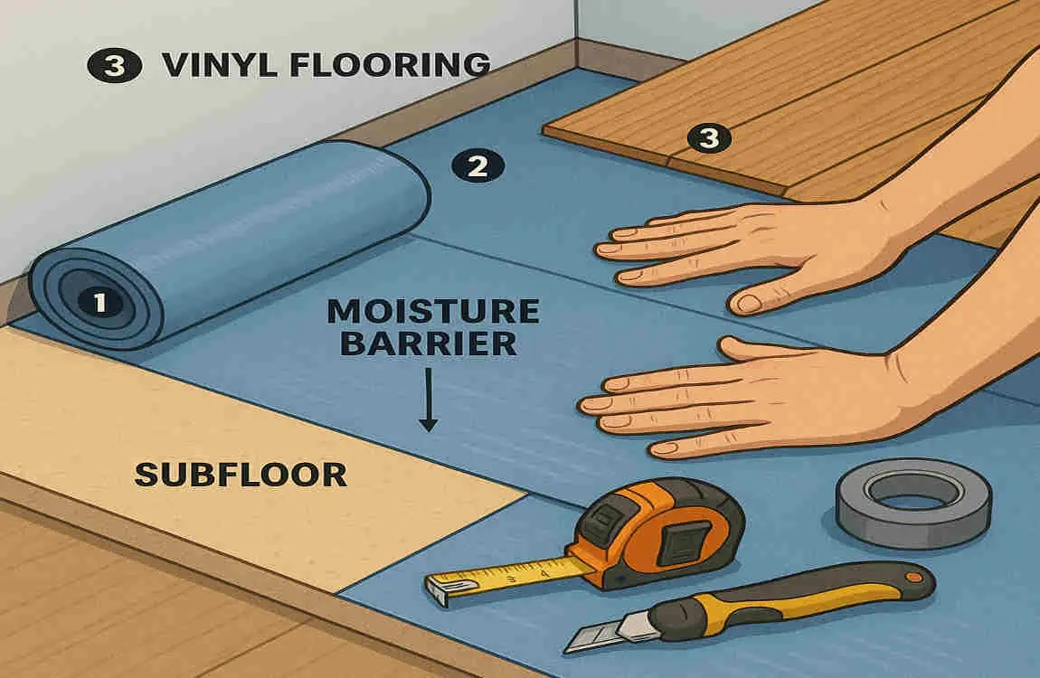How to Install a Moisture Barrier Under Vinyl Flooring in Your House