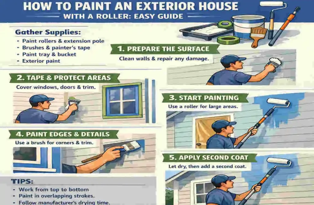 How to Paint an Exterior House With a Roller