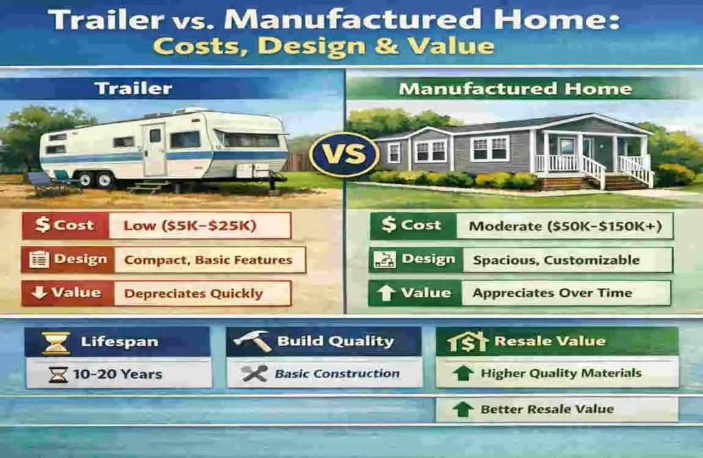 what's the difference between a trailer and a manufactured home