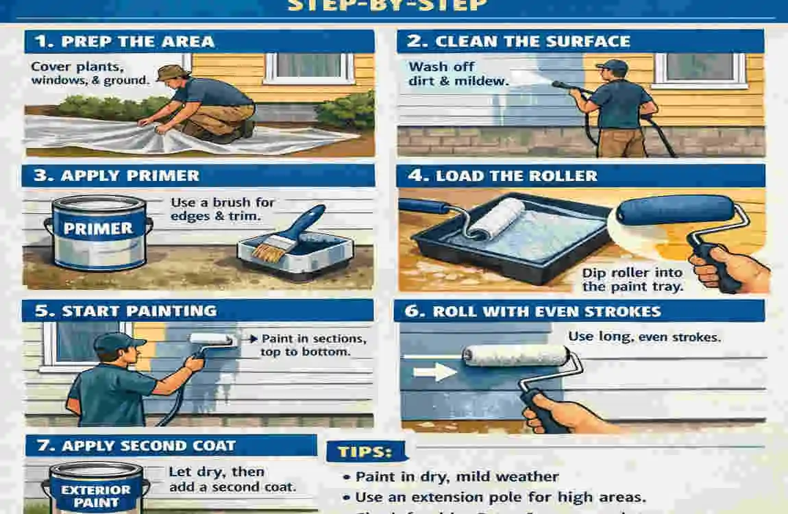 How to Paint an Exterior House With a Roller