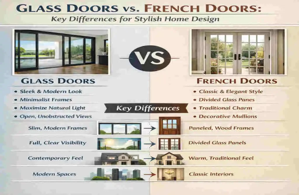 Glass Doors vs French Doors: Key Differences for Stylish Home Design what is the difference between a glass door and a French door
