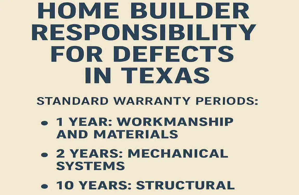 How Long Is a Home Builder Responsible for Defects in Texas? Understanding Warranty Periods, Statutes of Limitations, and Recent Legal Changes