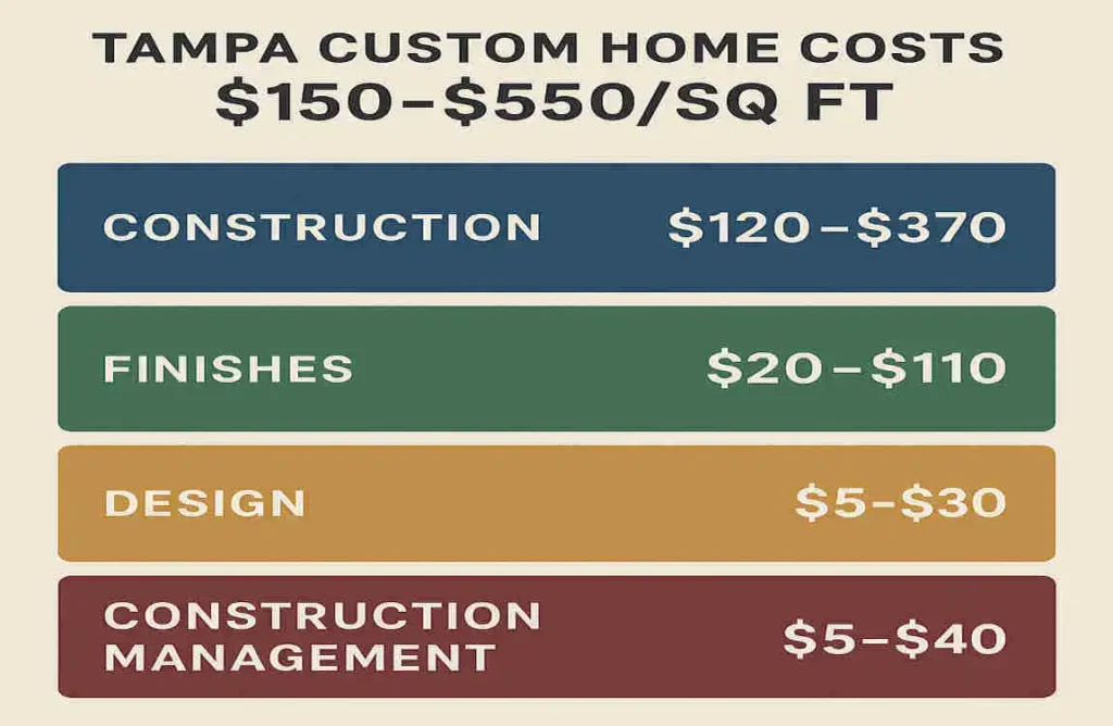 Tampa Custom Home Costs: $150–$550/Sq Ft Breakdown