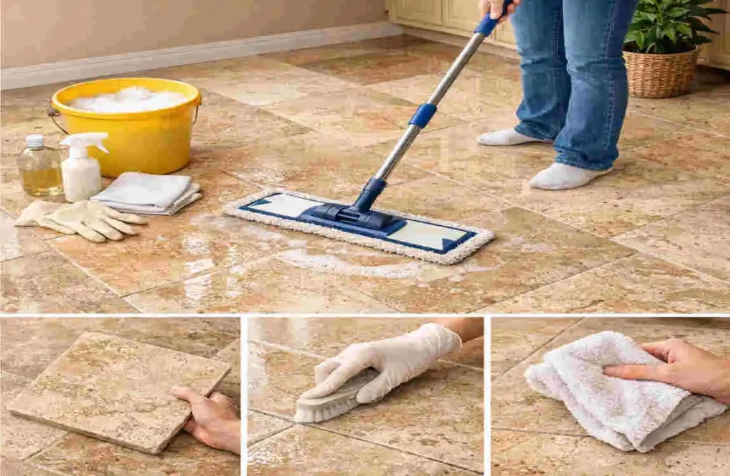 how to clean travertine flooring