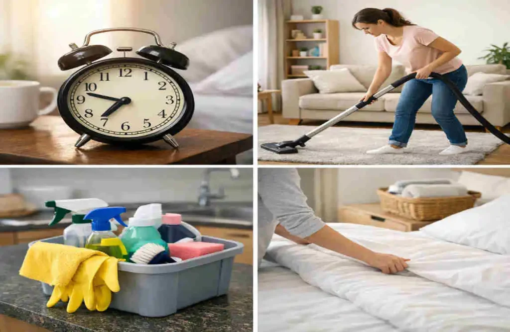 how to clean a home timing