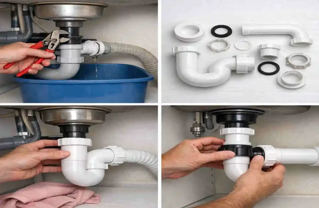 how to install pipes under kitchen sink