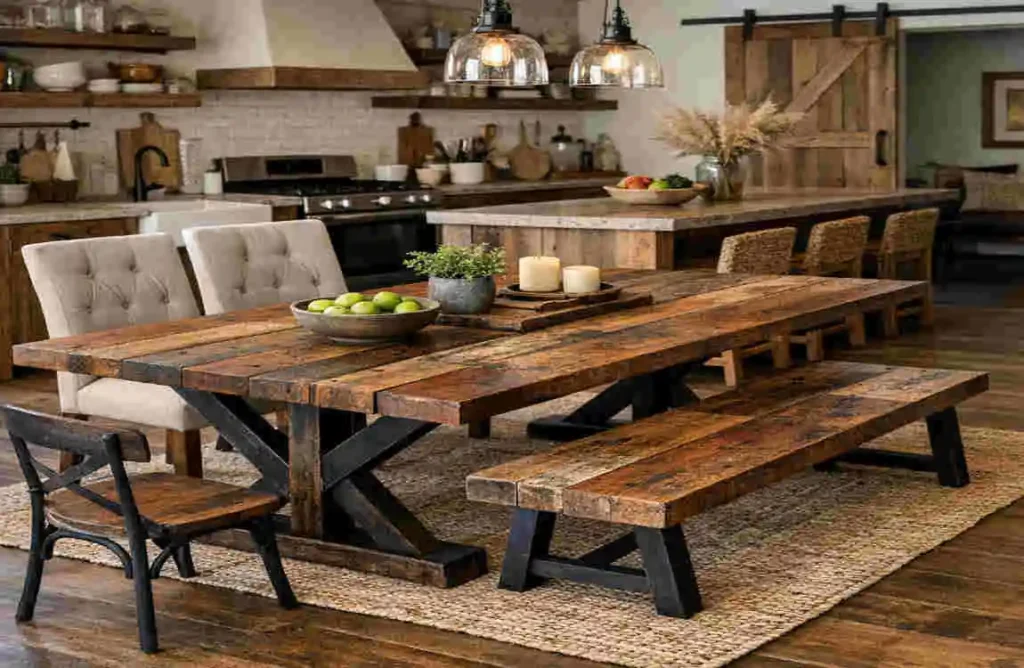 reclaimed wood kitchen tables