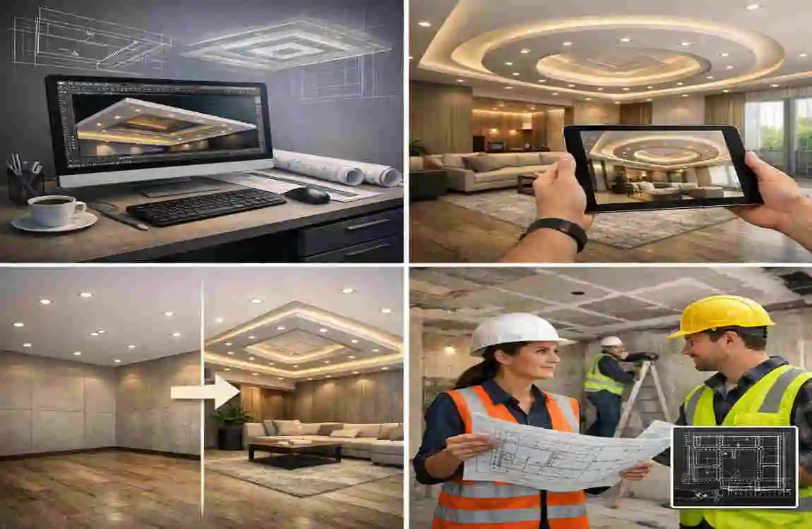 ceiling designing in autocad for house