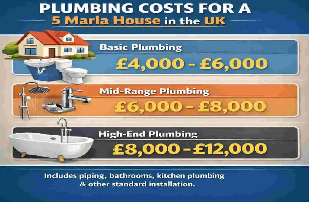 plumbing work in 5 marla house in uk cost