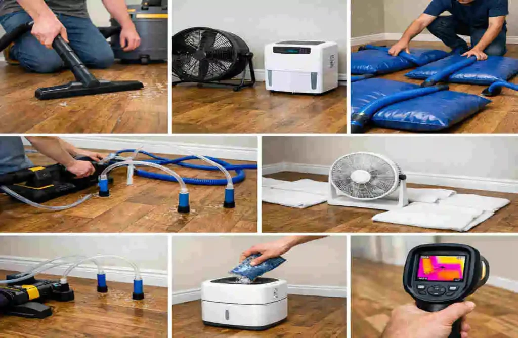 how to dry water under laminate flooring