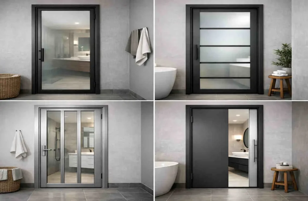 Modern bathroom aluminium door design at home