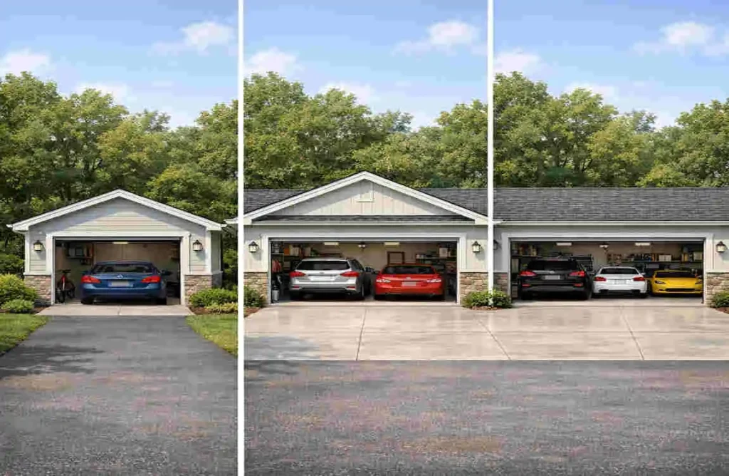 Two-Car Garage vs. Single or Three-Car: Size Comparison of house
