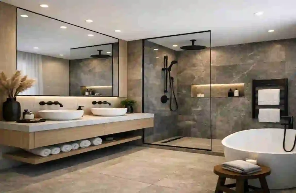 Modern House Bathroom Design with Shower