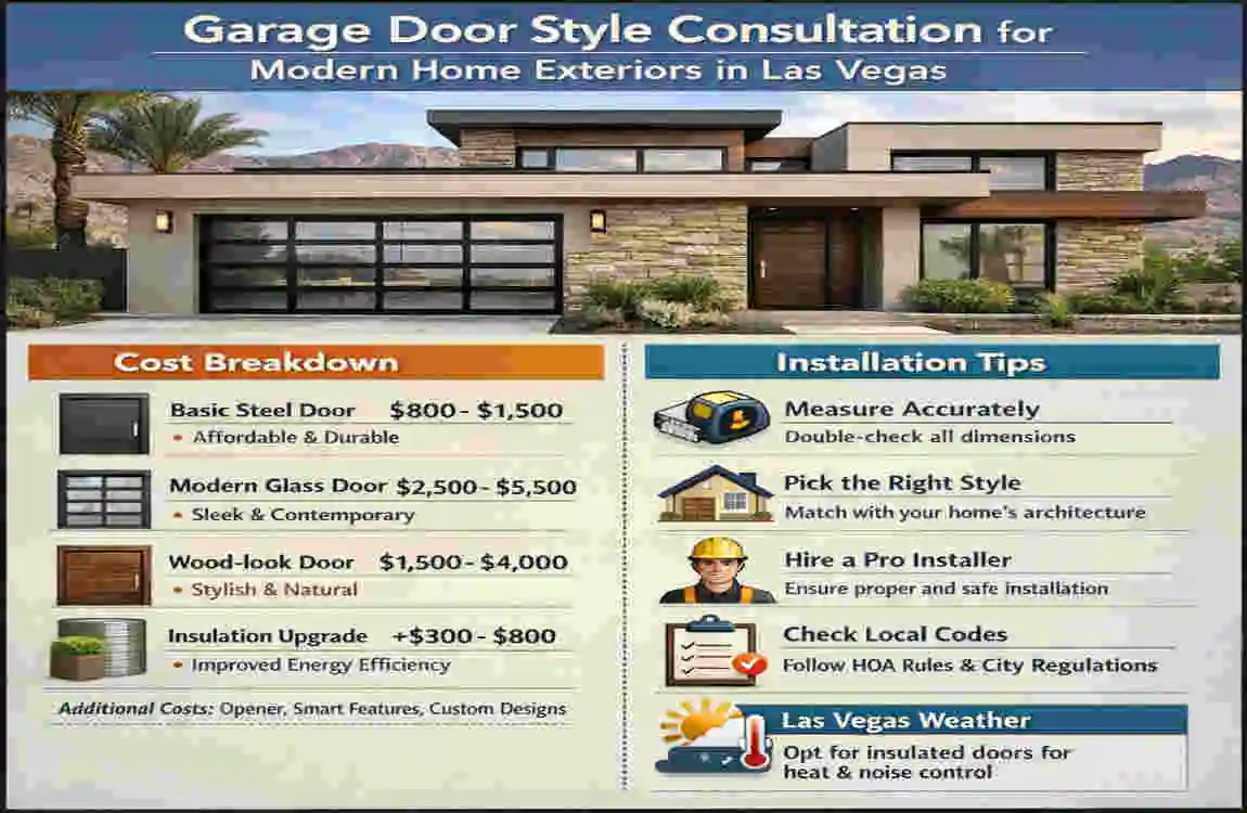 garage door style consultation modern home exteriors las vegas