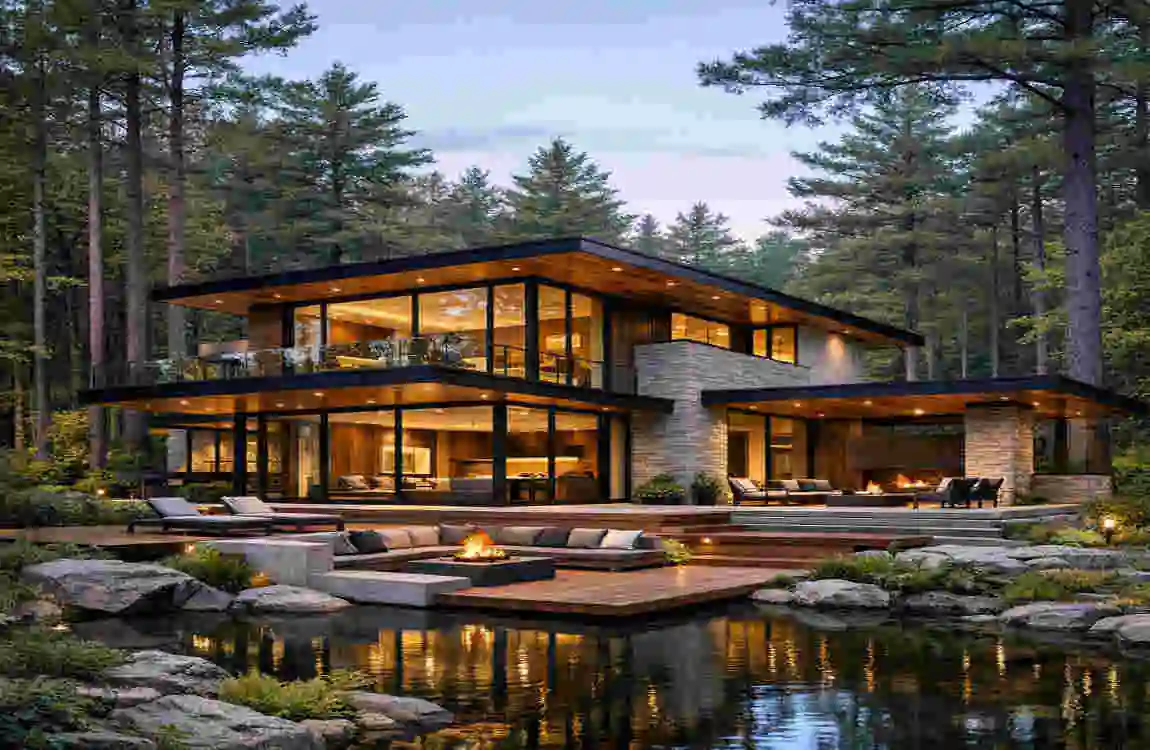 modern home in the woods