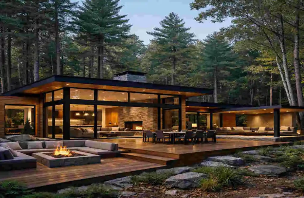 modern home in the woods