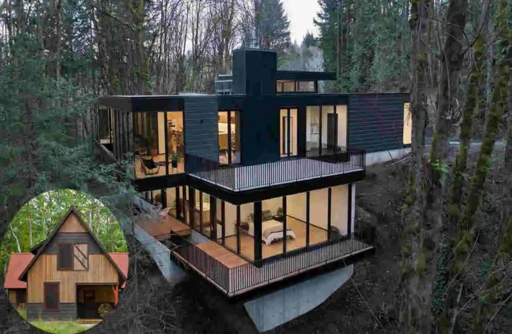 modern home in the woods