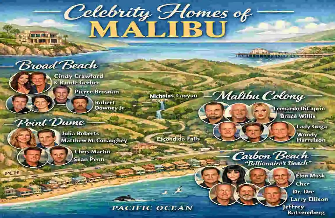 malibu celebrity homes map