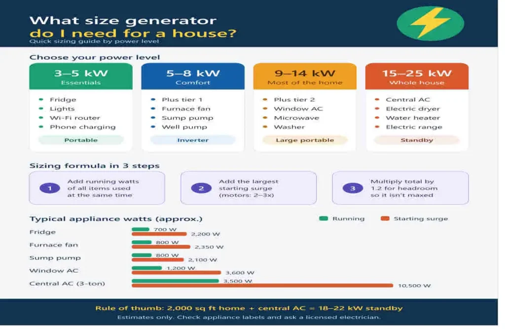 what size generator do i need for a house
